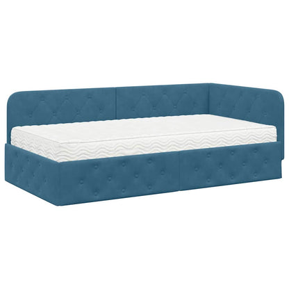 Cornice del letto ad angolo Blu 90 x 200 cm Velluto | homemem39