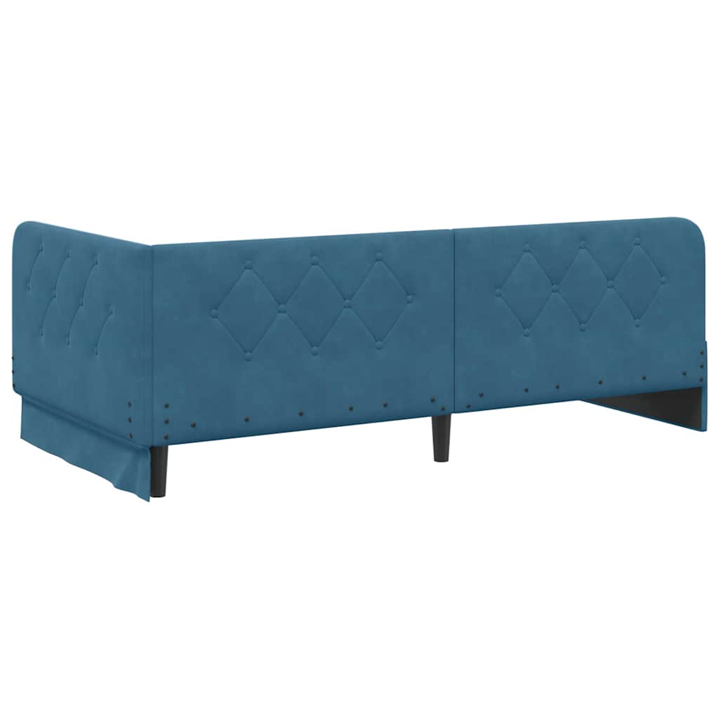 Cornice del letto ad angolo Blu 90 x 200 cm Velluto | homemem39