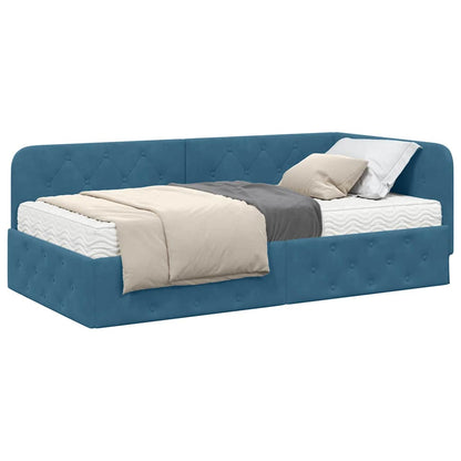 Cornice del letto ad angolo Blu 90 x 200 cm Velluto | homemem39