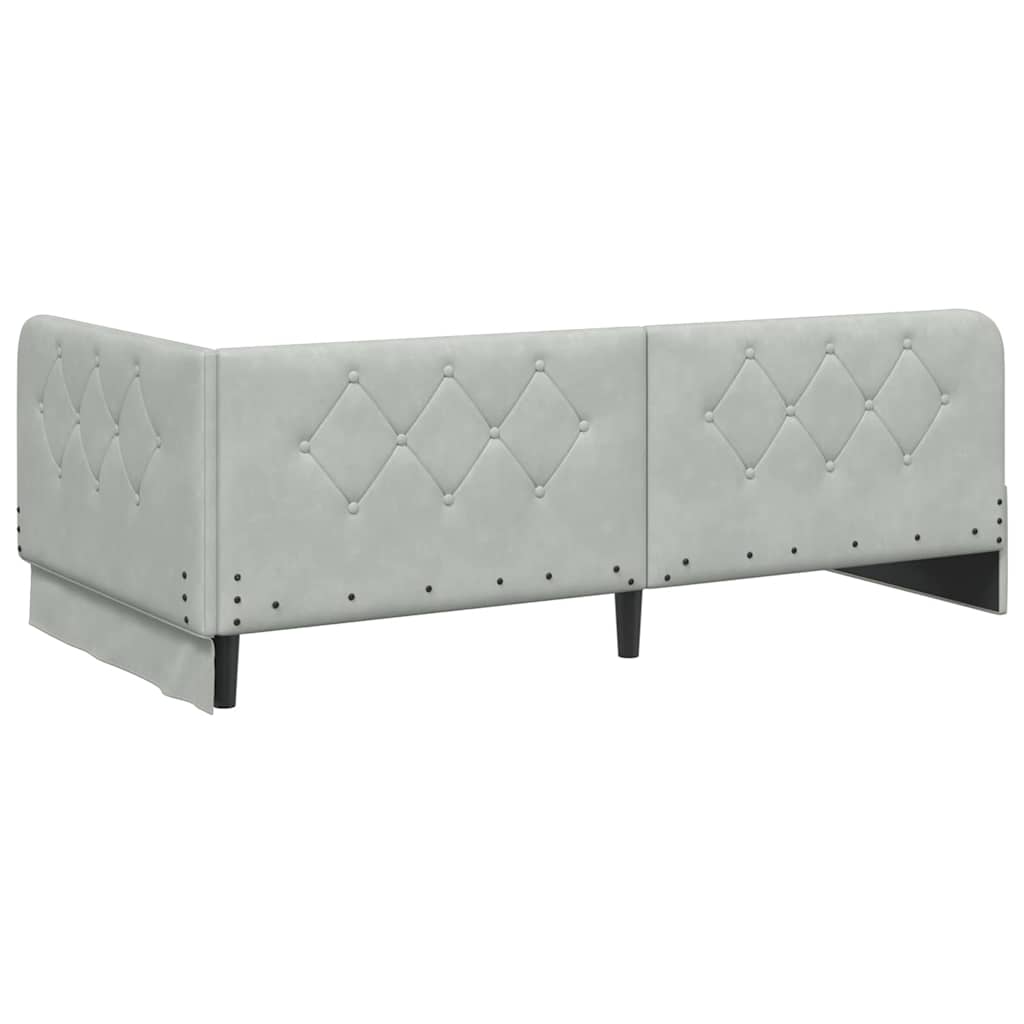 Cornice del letto ad angolo Grigio chiaro 90 x 200 cm Velluto | homemem39