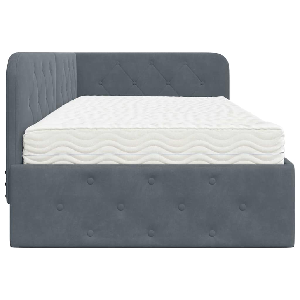 Cornice del letto ad angolo Grigio scuro 90 x 200 cm Velluto | homemem39
