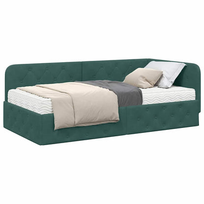 Cornice del letto ad angolo Verde Scuro 90 x 200 cm Velluto | homemem39