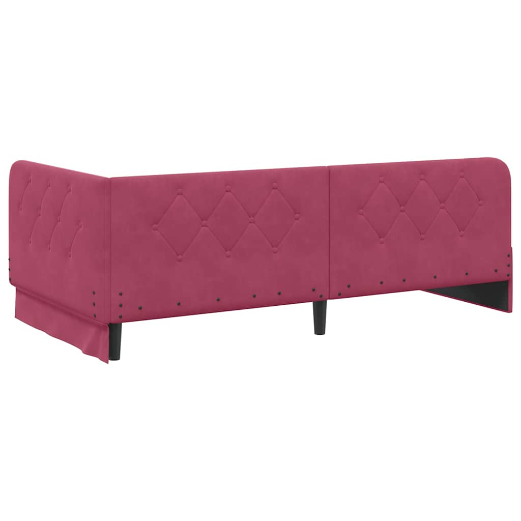 Cornice del letto ad angolo Rosso Vino 90 x 200 cm Velluto | homemem39