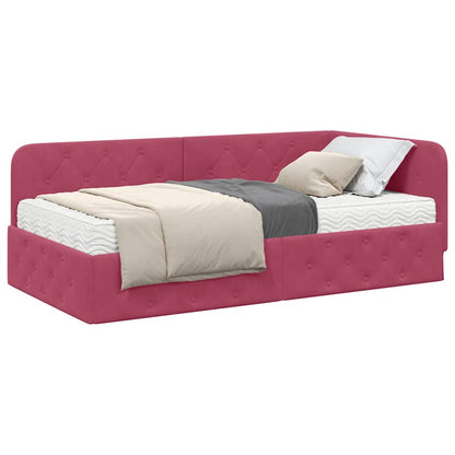 Cornice del letto ad angolo Rosso Vino 90 x 200 cm Velluto | homemem39