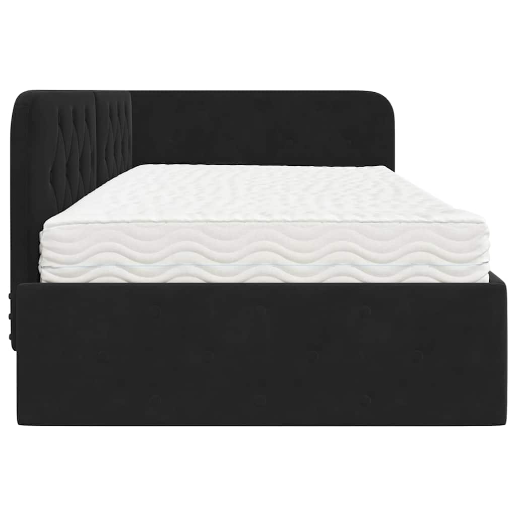 Cornice del letto ad angolo Nero 90 x 200 cm Velluto | homemem39