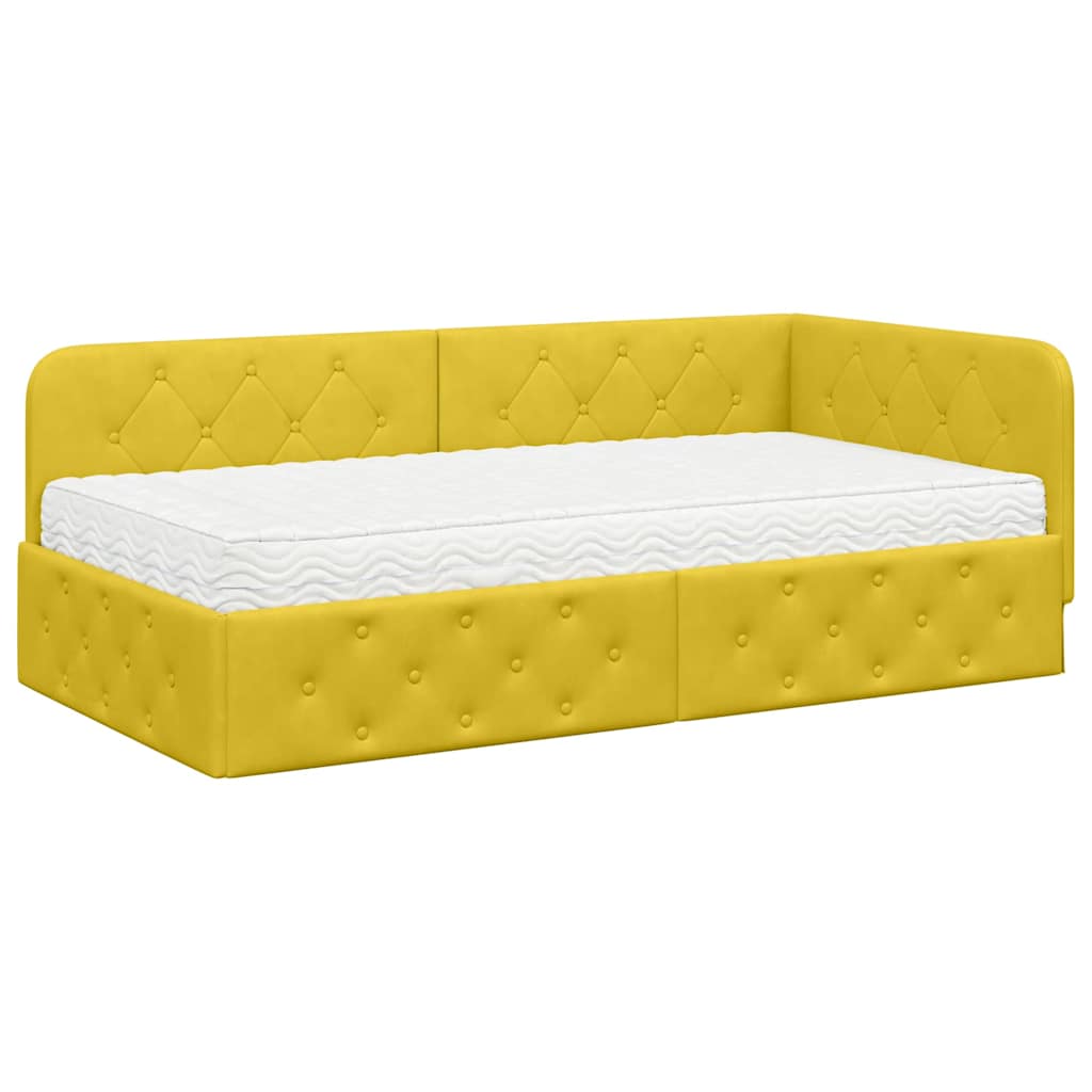 Cornice del letto ad angolo Giallo 90 x 200 cm Velluto | homemem39