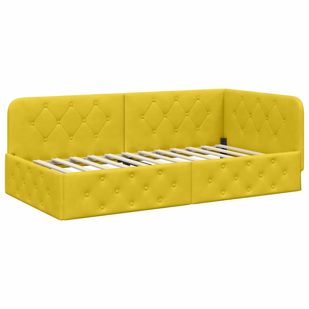 Cornice del letto ad angolo Giallo 90 x 200 cm Velluto | homemem39