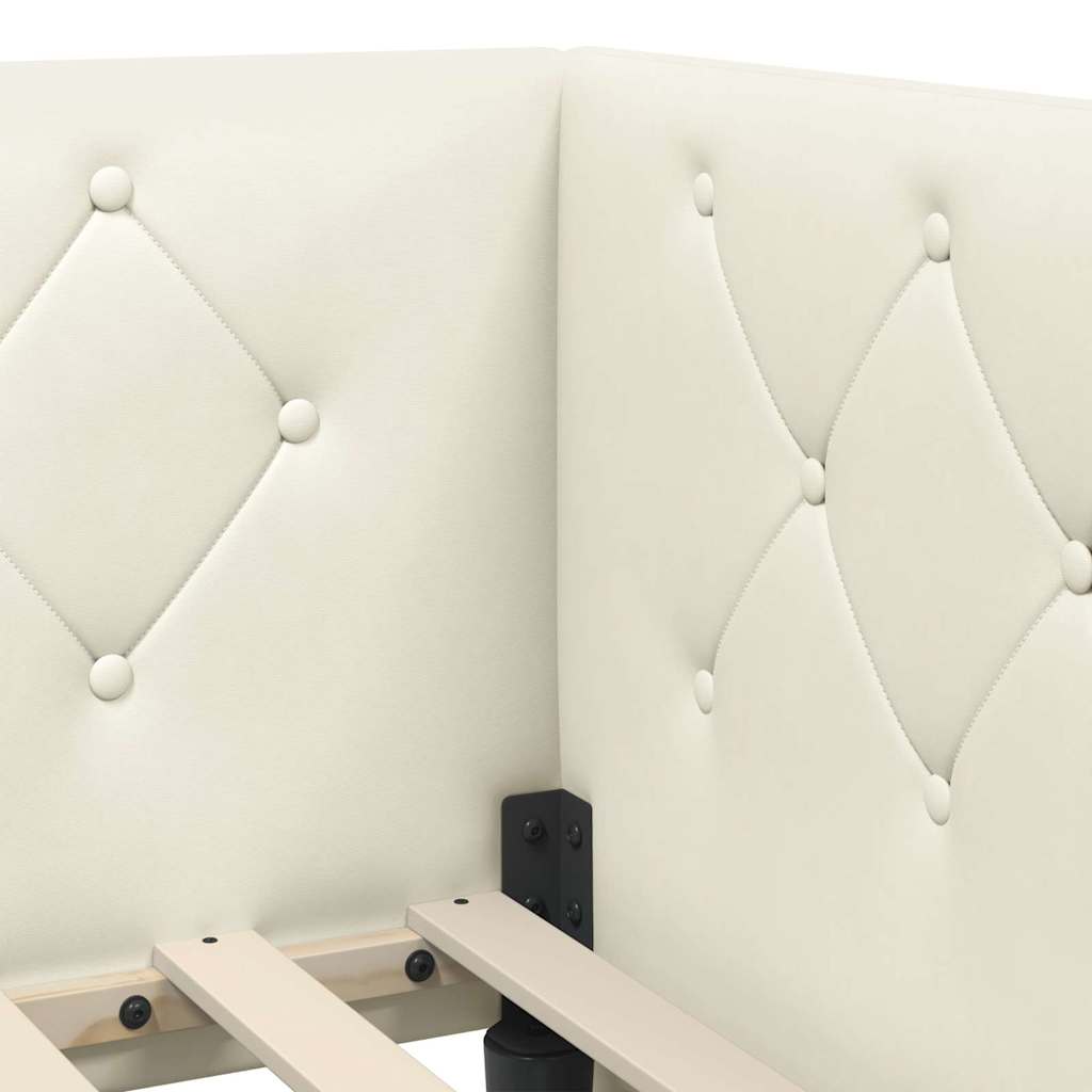 Cornice del letto ad angolo Crema 90 x 200 cm Velluto | homemem39
