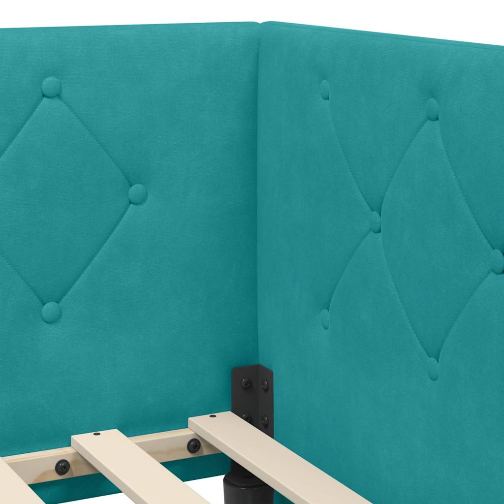 Cornice del letto ad angolo Turchese 90 x 200 cm Velluto | homemem39