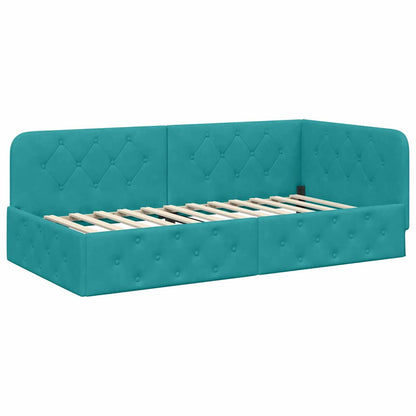 Cornice del letto ad angolo Turchese 90 x 200 cm Velluto | homemem39