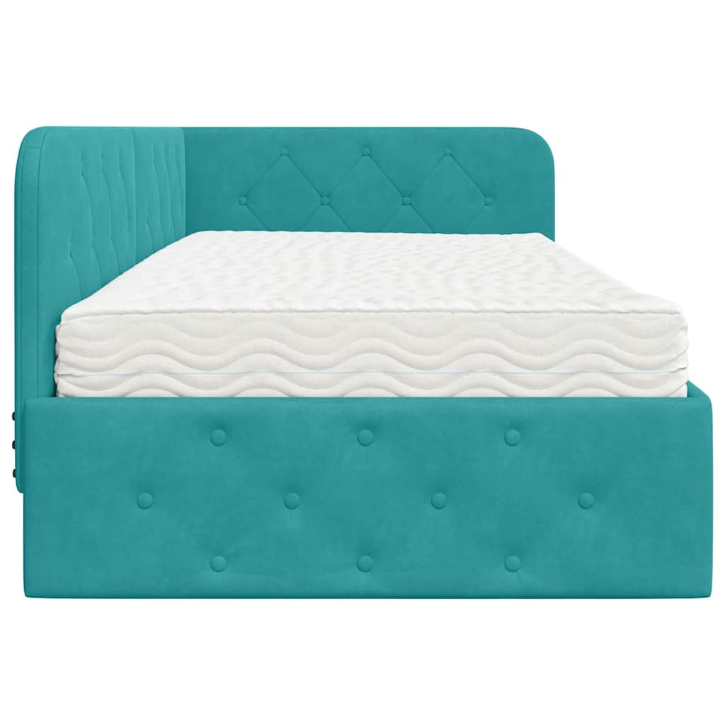 Cornice del letto ad angolo Turchese 90 x 200 cm Velluto | homemem39