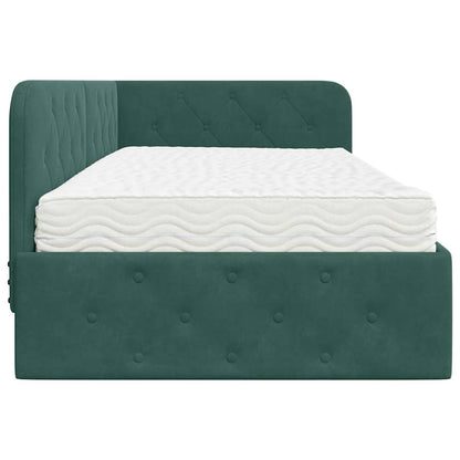 Cornice del letto ad angolo Verde Scuro 100 x 200 cm Velluto | homemem39