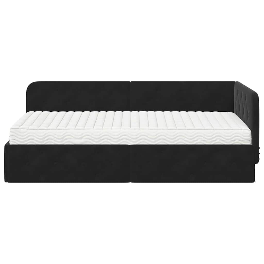 Cornice del letto ad angolo Nero 100 x 200 cm Velluto | homemem39