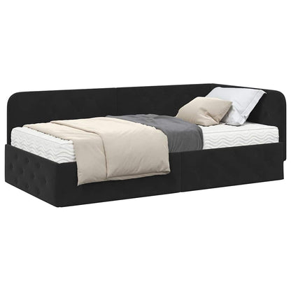 Cornice del letto ad angolo Nero 100 x 200 cm Velluto | homemem39
