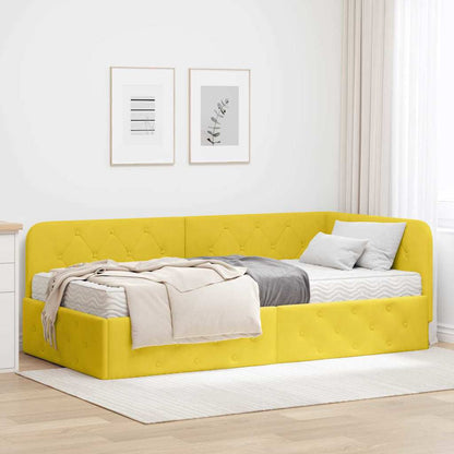 Cornice del letto ad angolo Giallo 100 x 200 cm Velluto | homemem39