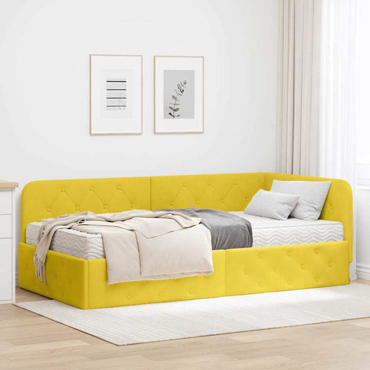 Cornice del letto ad angolo Giallo 100 x 200 cm Velluto | homemem39