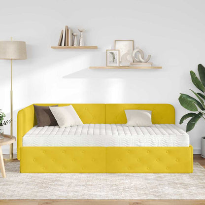 Cornice del letto ad angolo Giallo 100 x 200 cm Velluto | homemem39