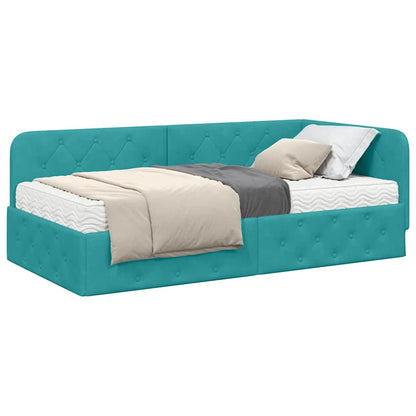 Cornice del letto ad angolo Turchese 100 x 200 cm Velluto | homemem39