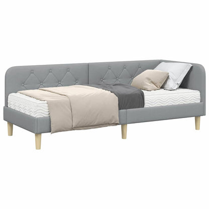 Cornice del letto ad angolo Grigio chiaro 80 x 200 cm Tessuto | homemem39