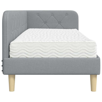 Cornice del letto ad angolo Grigio chiaro 80 x 200 cm Tessuto | homemem39