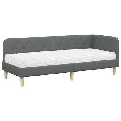 Cornice del letto ad angolo Grigio scuro 80 x 200 cm Tessuto | homemem39