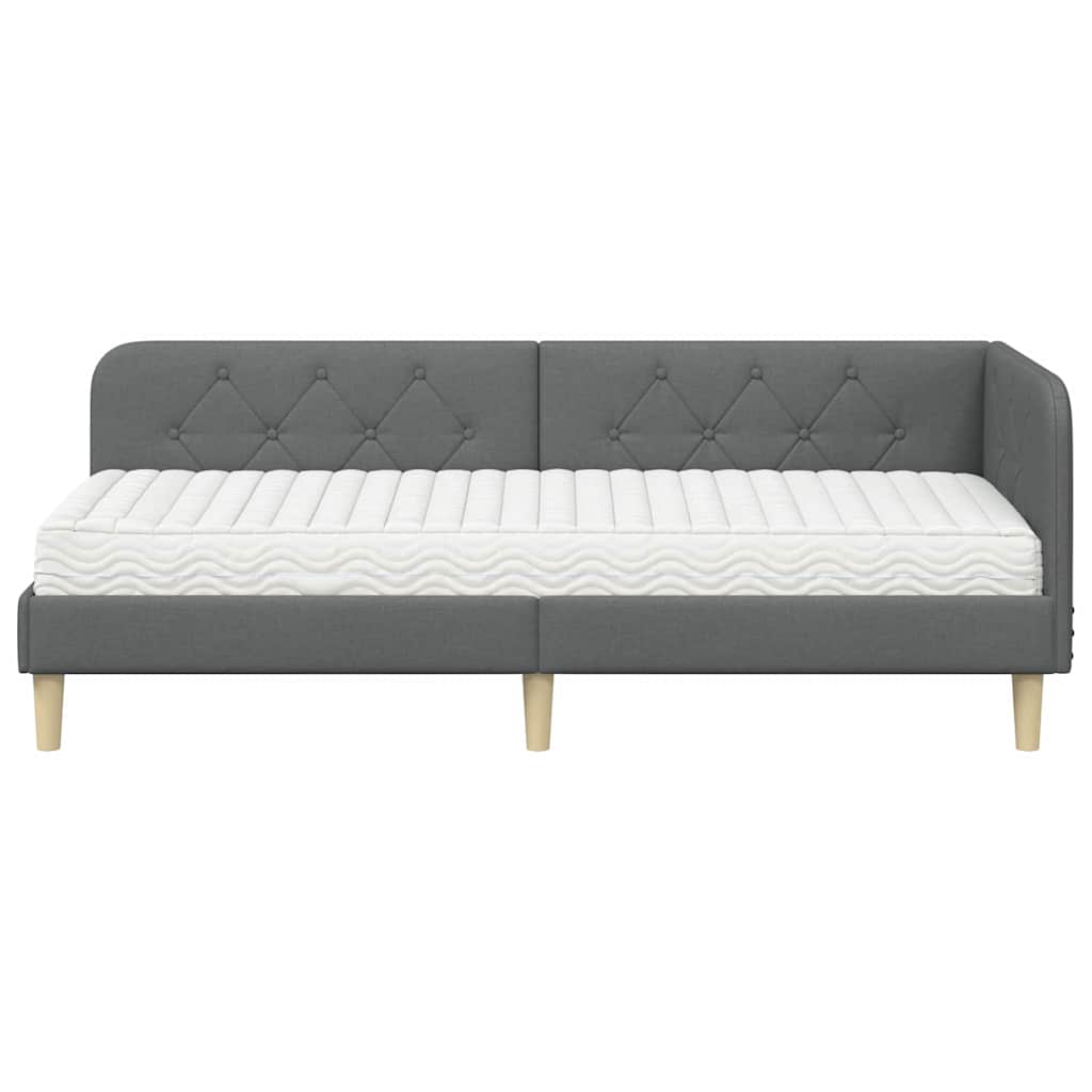 Cornice del letto ad angolo Grigio scuro 80 x 200 cm Tessuto | homemem39