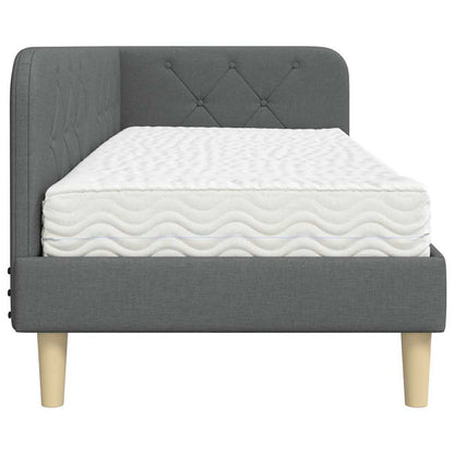 Cornice del letto ad angolo Grigio scuro 80 x 200 cm Tessuto | homemem39
