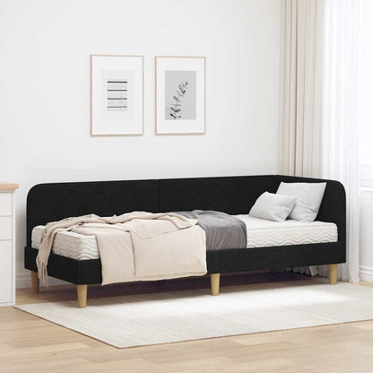 Cornice del letto ad angolo Nero 80 x 200 cm Tessuto | homemem39