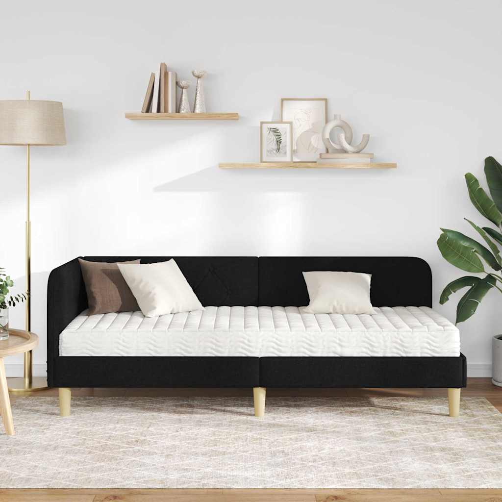 Cornice del letto ad angolo Nero 80 x 200 cm Tessuto | homemem39