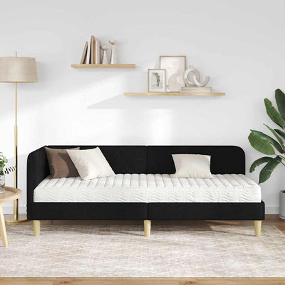 Cornice del letto ad angolo Nero 80 x 200 cm Tessuto | homemem39