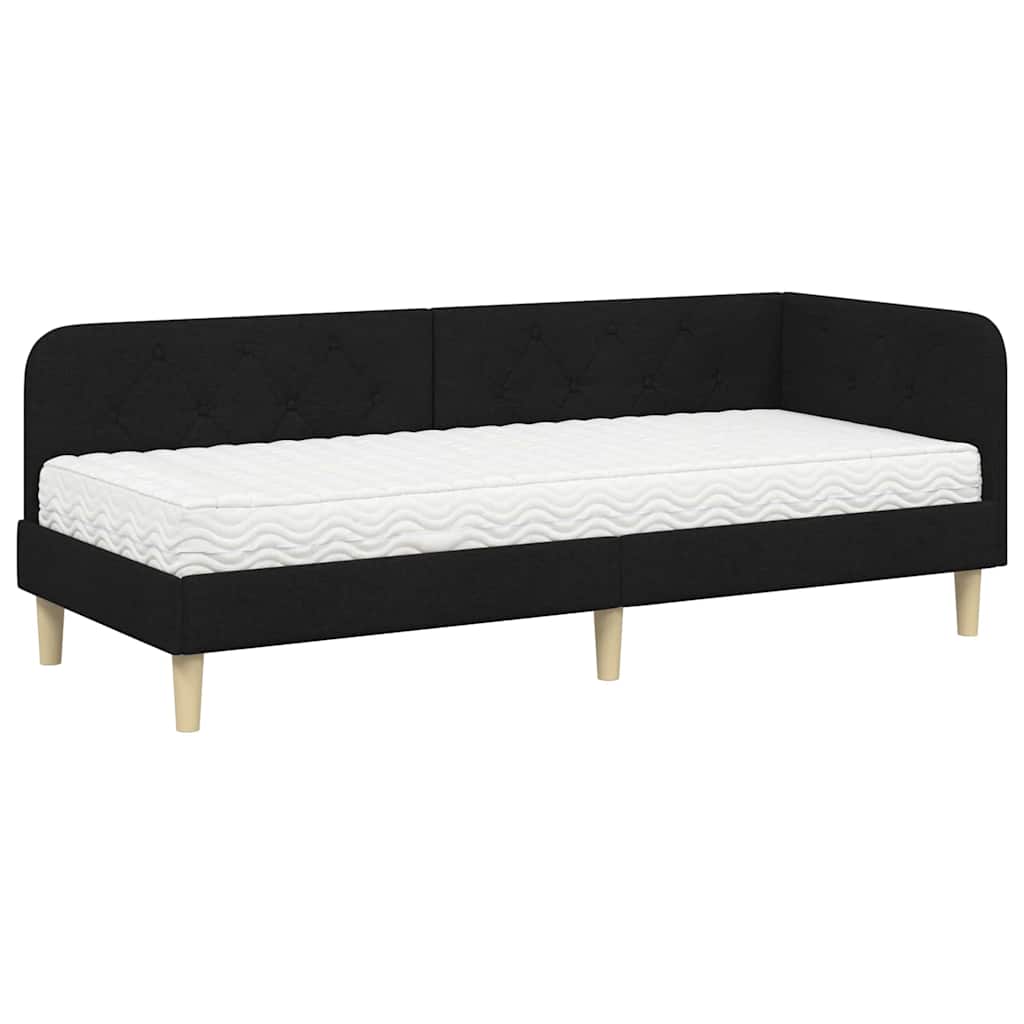 Cornice del letto ad angolo Nero 80 x 200 cm Tessuto | homemem39