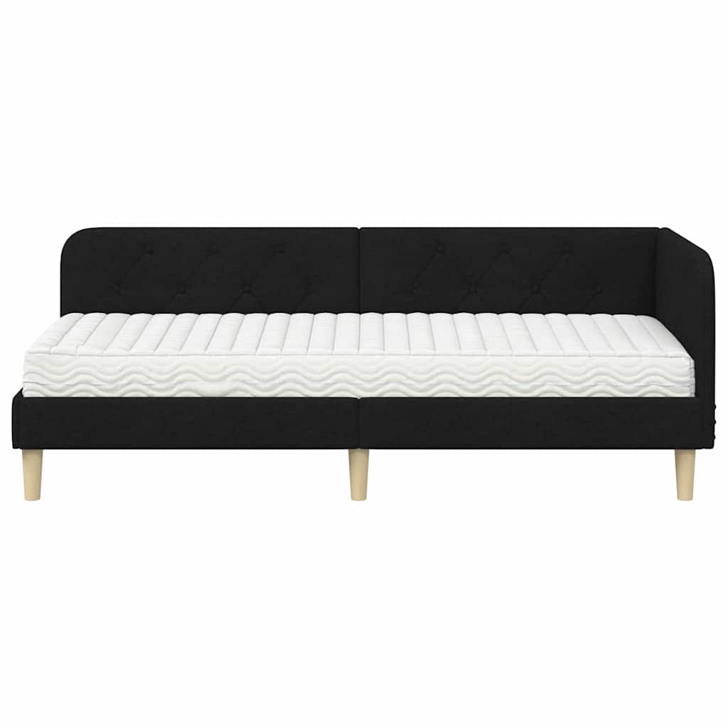 Cornice del letto ad angolo Nero 80 x 200 cm Tessuto | homemem39