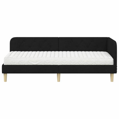 Cornice del letto ad angolo Nero 80 x 200 cm Tessuto | homemem39
