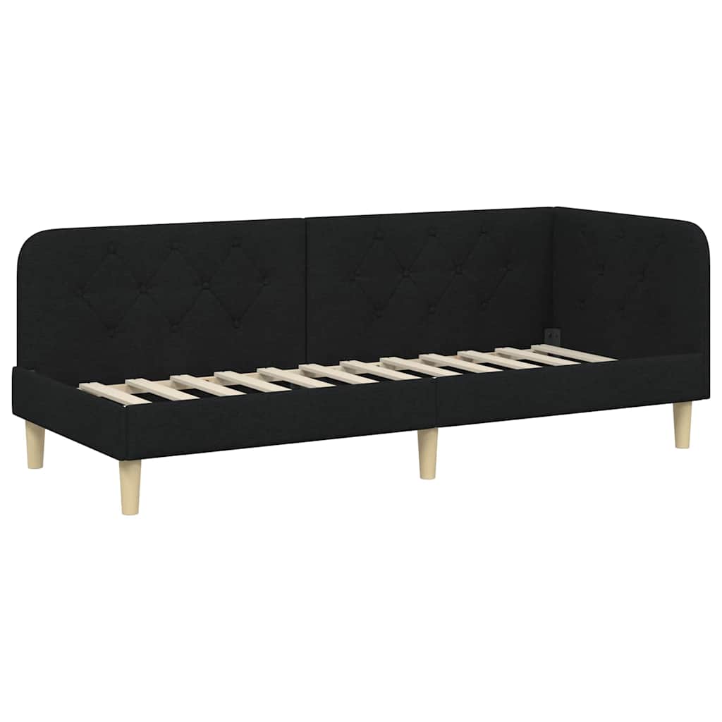 Cornice del letto ad angolo Nero 80 x 200 cm Tessuto | homemem39