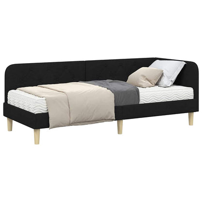 Cornice del letto ad angolo Nero 80 x 200 cm Tessuto | homemem39
