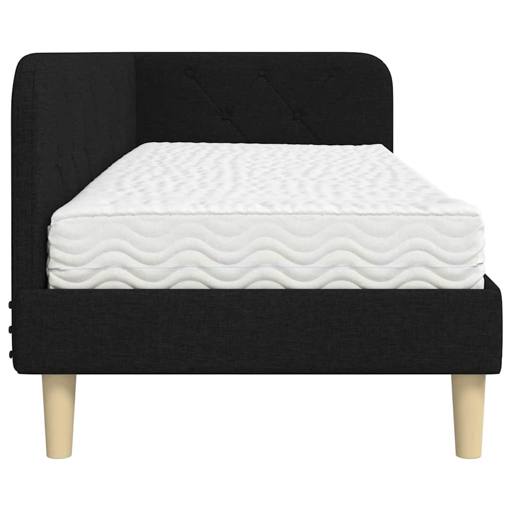 Cornice del letto ad angolo Nero 80 x 200 cm Tessuto | homemem39