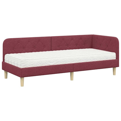 Cornice del letto ad angolo Rosso Vino 80 x 200 cm Tessuto | homemem39