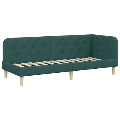 Cornice del letto ad angolo Verde Scuro 80 x 200 cm Tessuto | homemem39