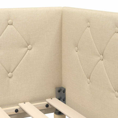 Cornice del letto ad angolo Crema 80 x 200 cm Tessuto | homemem39