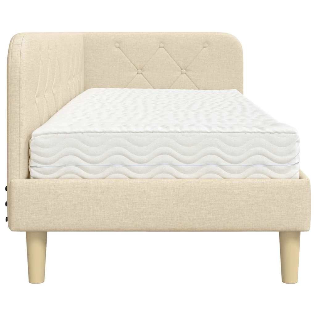 Cornice del letto ad angolo Crema 80 x 200 cm Tessuto | homemem39