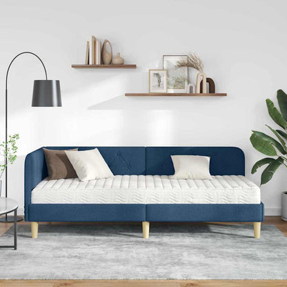 Cornice del letto ad angolo Blu 80 x 200 cm Tessuto | homemem39