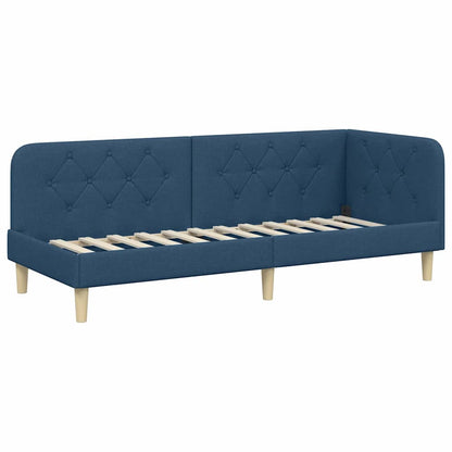Cornice del letto ad angolo Blu 80 x 200 cm Tessuto | homemem39