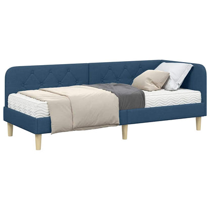 Cornice del letto ad angolo Blu 80 x 200 cm Tessuto | homemem39