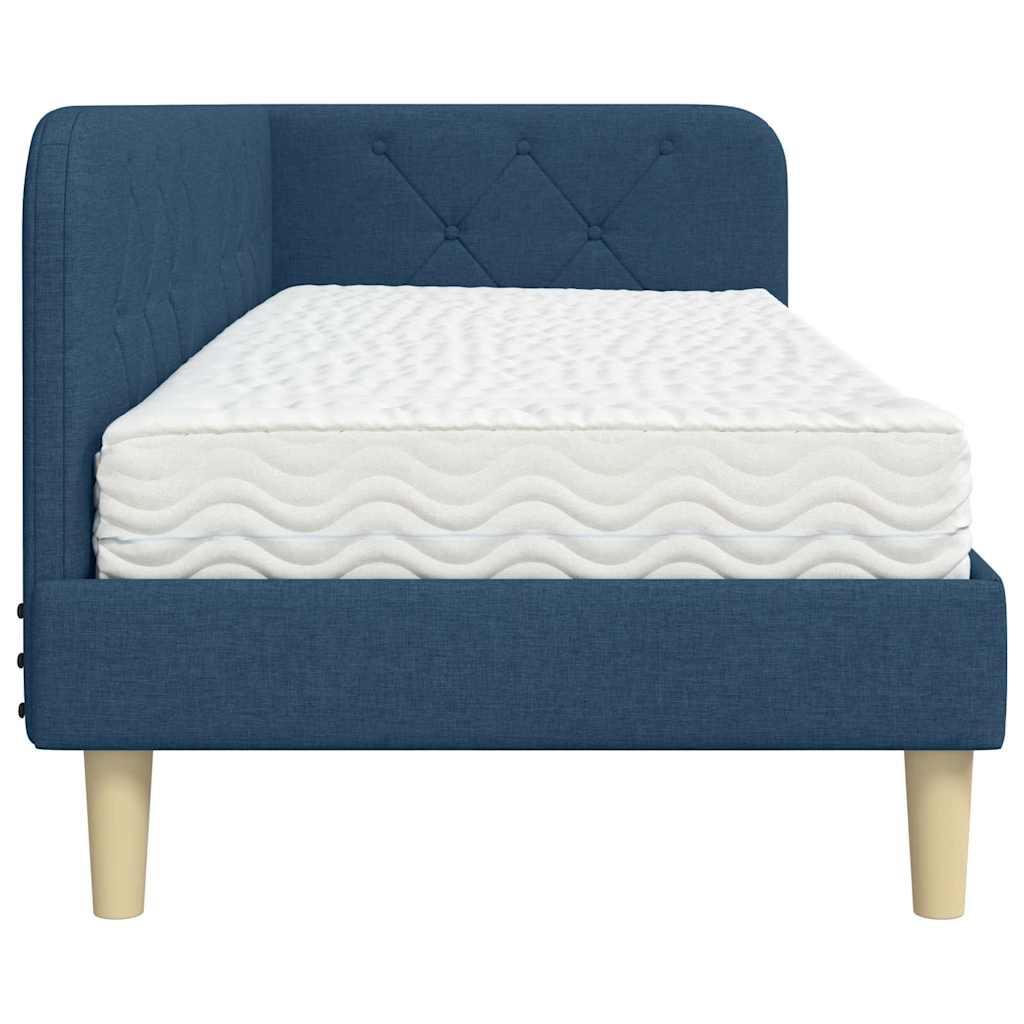 Cornice del letto ad angolo Blu 80 x 200 cm Tessuto | homemem39