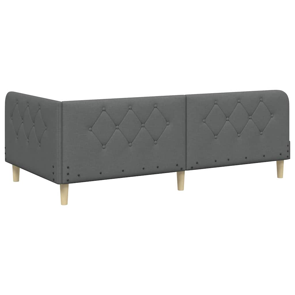 Cornice del letto ad angolo Grigio scuro 90 x 190 cm Tessuto | homemem39
