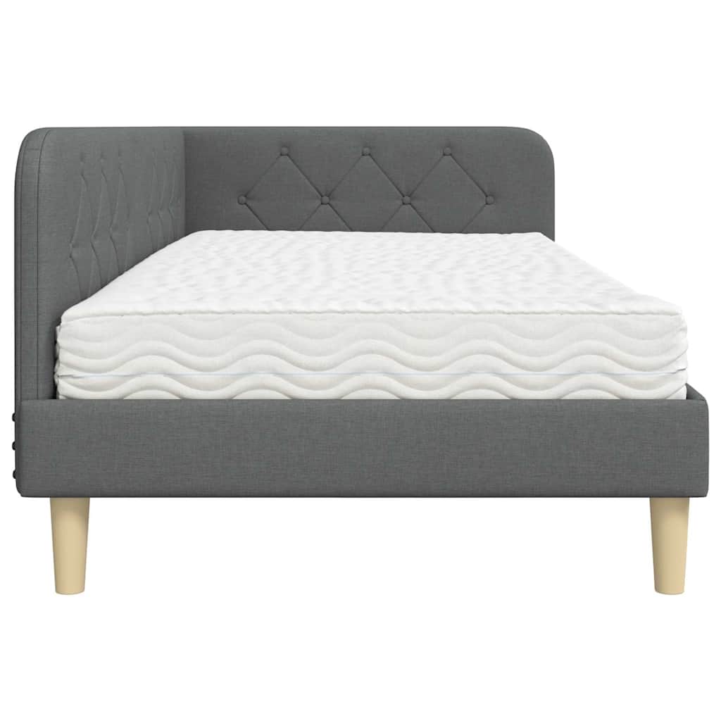 Cornice del letto ad angolo Grigio scuro 90 x 190 cm Tessuto | homemem39