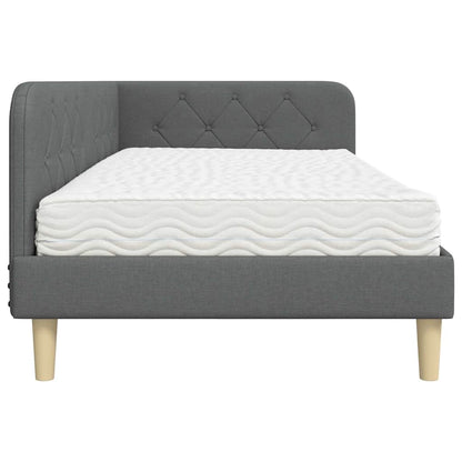 Cornice del letto ad angolo Grigio scuro 90 x 190 cm Tessuto | homemem39