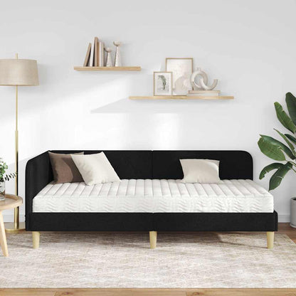 Cornice del letto ad angolo Nero 90 x 190 cm Tessuto | homemem39