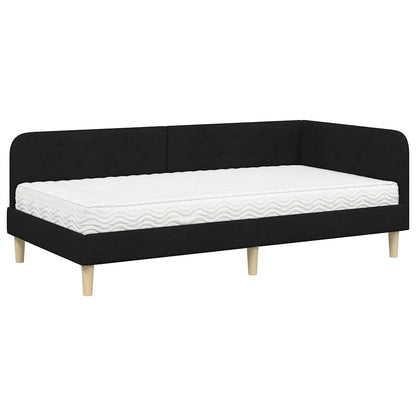 Cornice del letto ad angolo Nero 90 x 190 cm Tessuto | homemem39