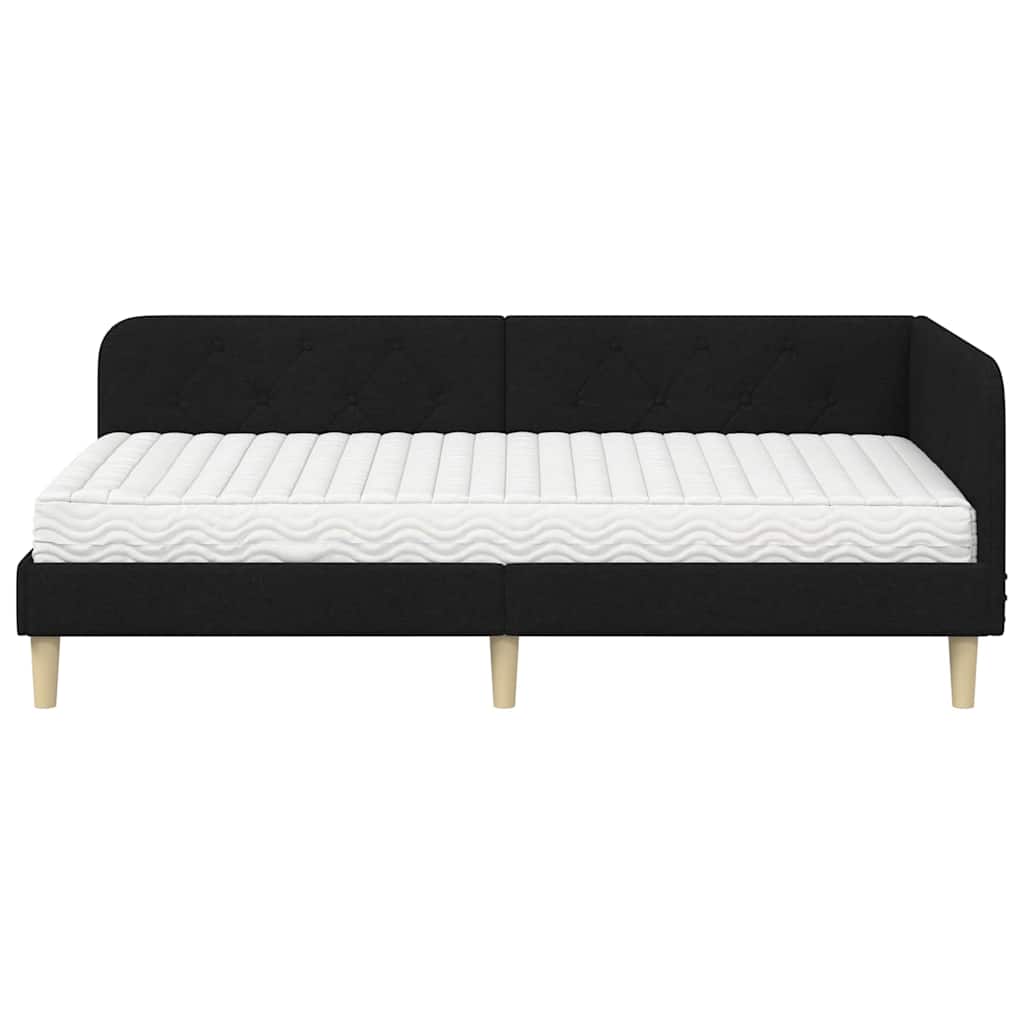 Cornice del letto ad angolo Nero 90 x 190 cm Tessuto | homemem39